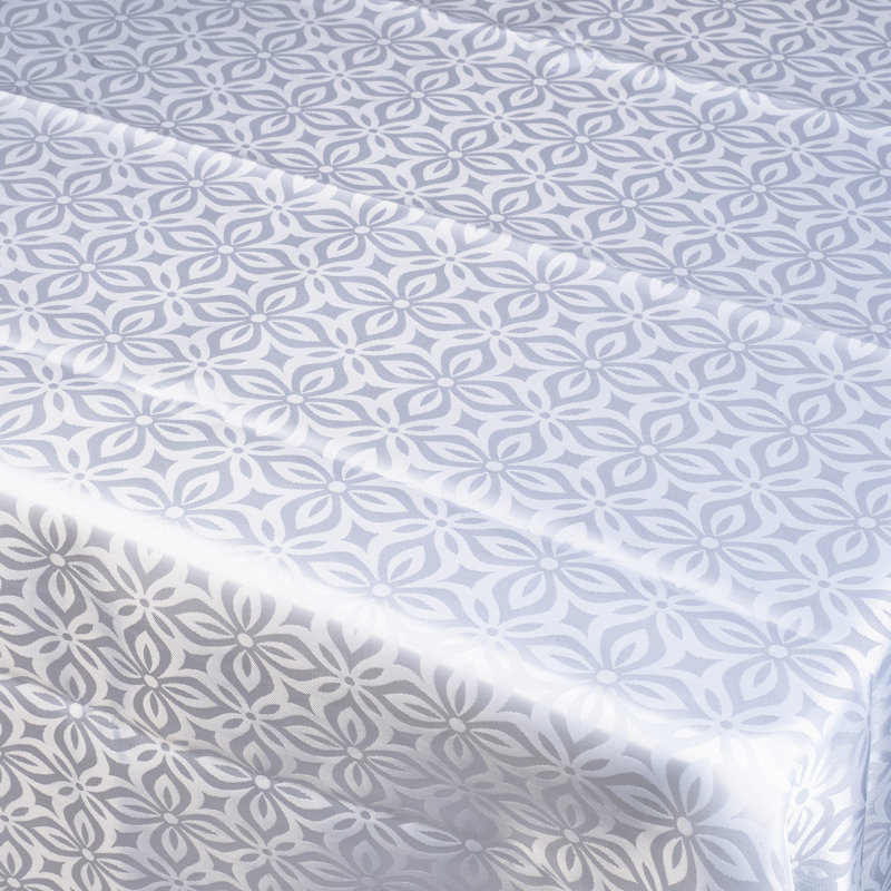 Damask Patterned Tablecloth, 220cm L x 150cm W, White Flower Pattern