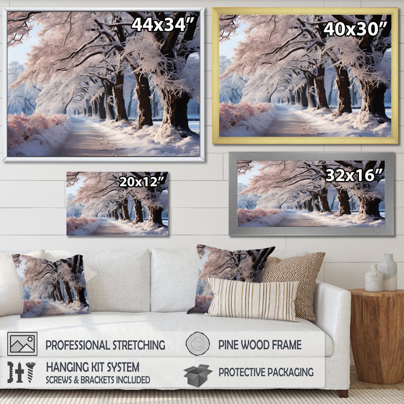 " Winter Frosty Forest III ", Gold Floater Framed, 30" H x 40" W x 1.5" D