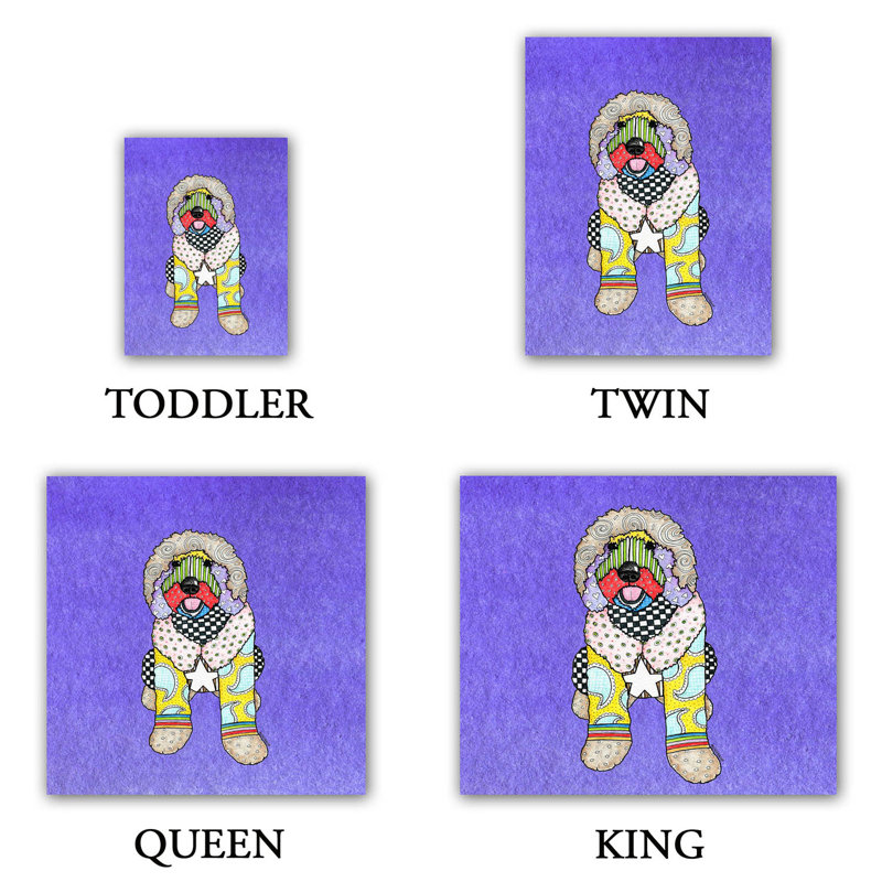 Ensemble de housse de couette indigo en microfibre marley ungaro labradoodle dog , Indigo / Jaune