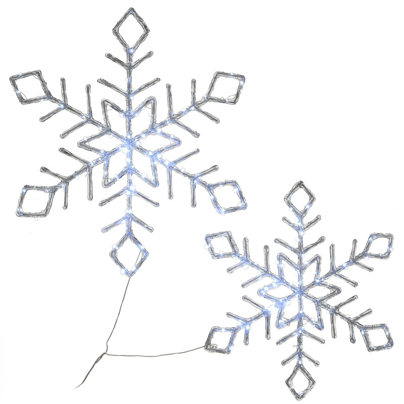 The Holiday Aisle® Diamond Tip Ice Crystal Snowflake Pair with LED Lights