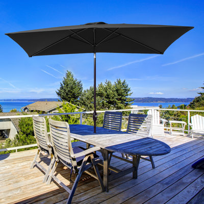 Doray 10' x 6.5' Rectangular Outdoor Patio Market Umbrella with Push Button Tilt, All-Weather Table Umbrella for Deck Backyard Garden