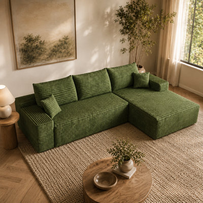 Canapé de coin long en L 107,1 pouces Green Cloud