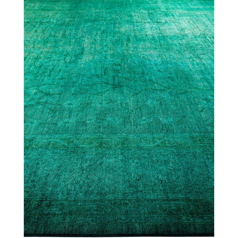 Tapis bleu / vert 12 pi 4 po x 18 pi 3 po Zadon
