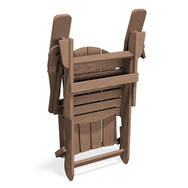 Chaise Adirondack pliante en polyéthylène haute densité Wolak avec porte-gobelet double, Brun