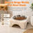 Natural Beige Marble Raised Pet Bowl with 1 Quart Stainless Steel Insert, Arched Scalloped Style