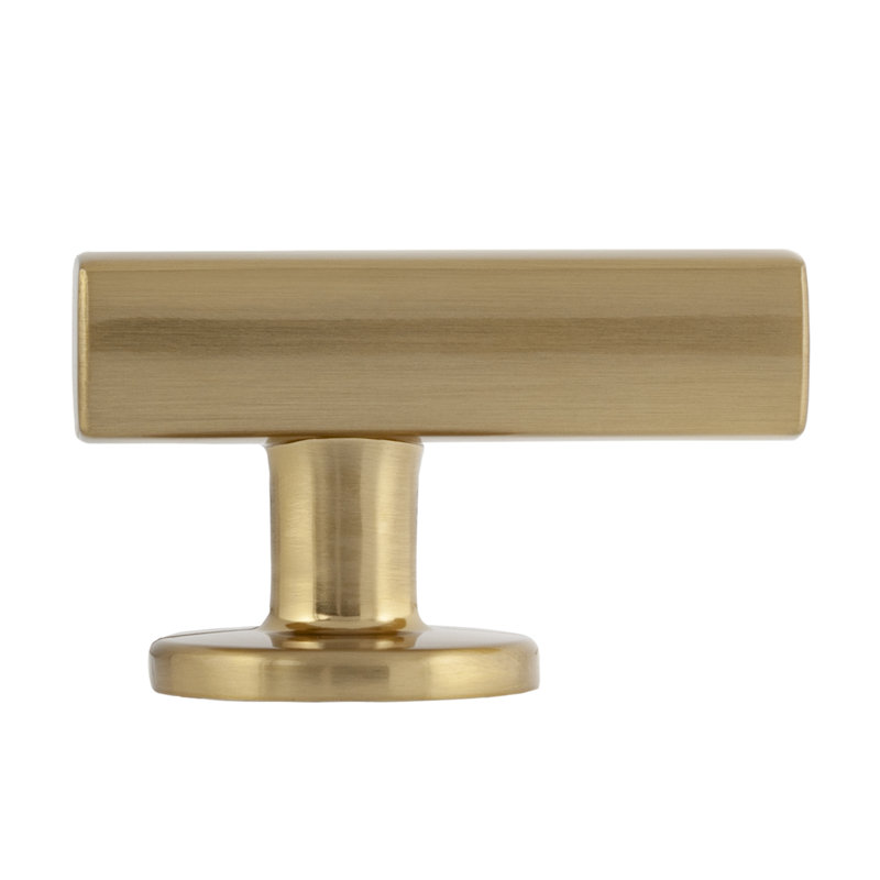 Flynn 1-7/8" Off-Centered Satin Brass Bar Knob, Satin Brass