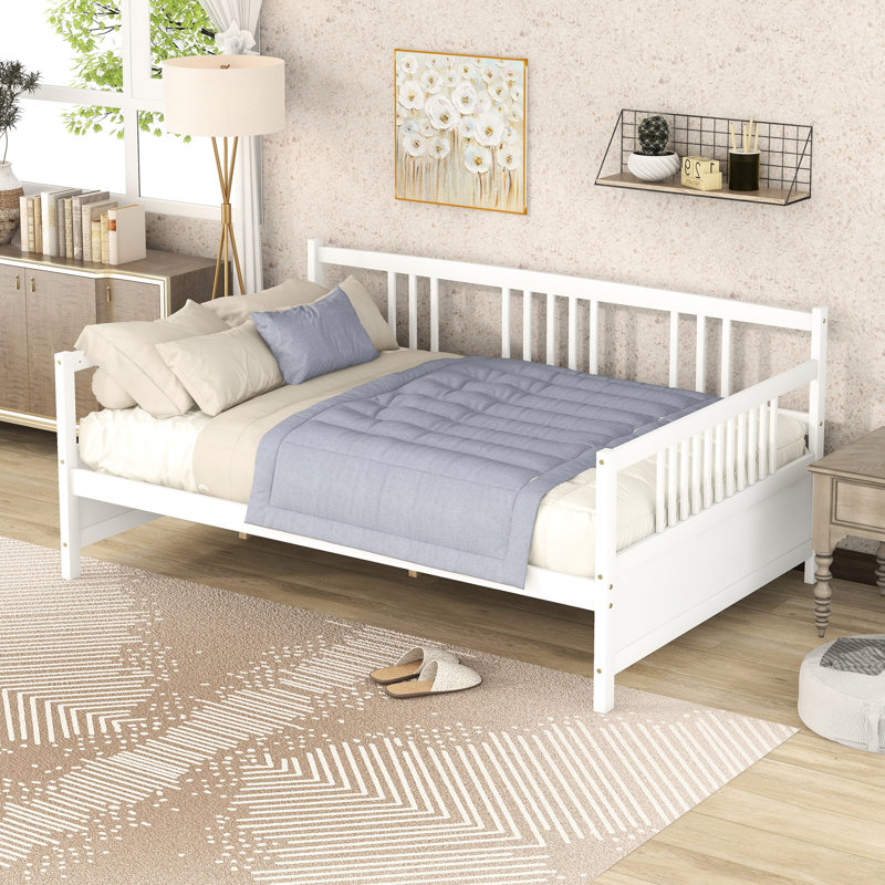 White Full Size Daybed With Secure Support Legs, Design, Multi-Purpose For Bedroom & Living Room, Extra Storage Feature In White, Robust Structure, For Facility