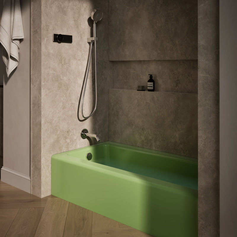 Bellwether® 60" x 30.25" Alcove Soaking Cast Iron Bathtub, Fresh Green, Left