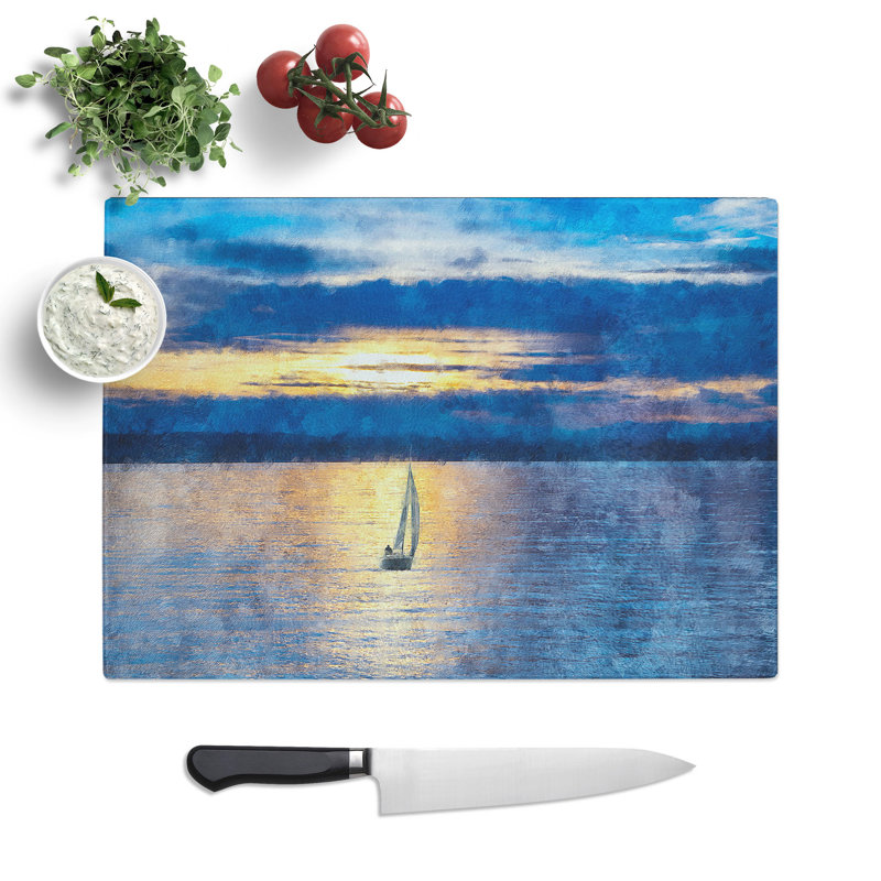 Sailing Boat Vol.1 Painting Chopping Board, 0.4cm H x 20cm W x 28.5cm L
