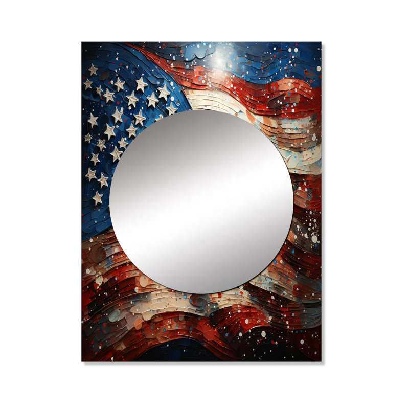 Drapeau américain drapeau IV - drapeau des États-Unis, miroir décoratif mural, art moderne imprimé, 40 po x 30 po