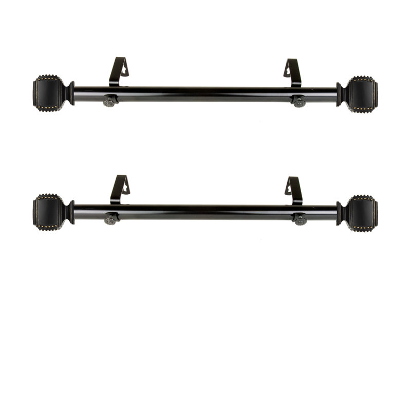 Stainless Steel Adjustable Single Curtain Pole, Black