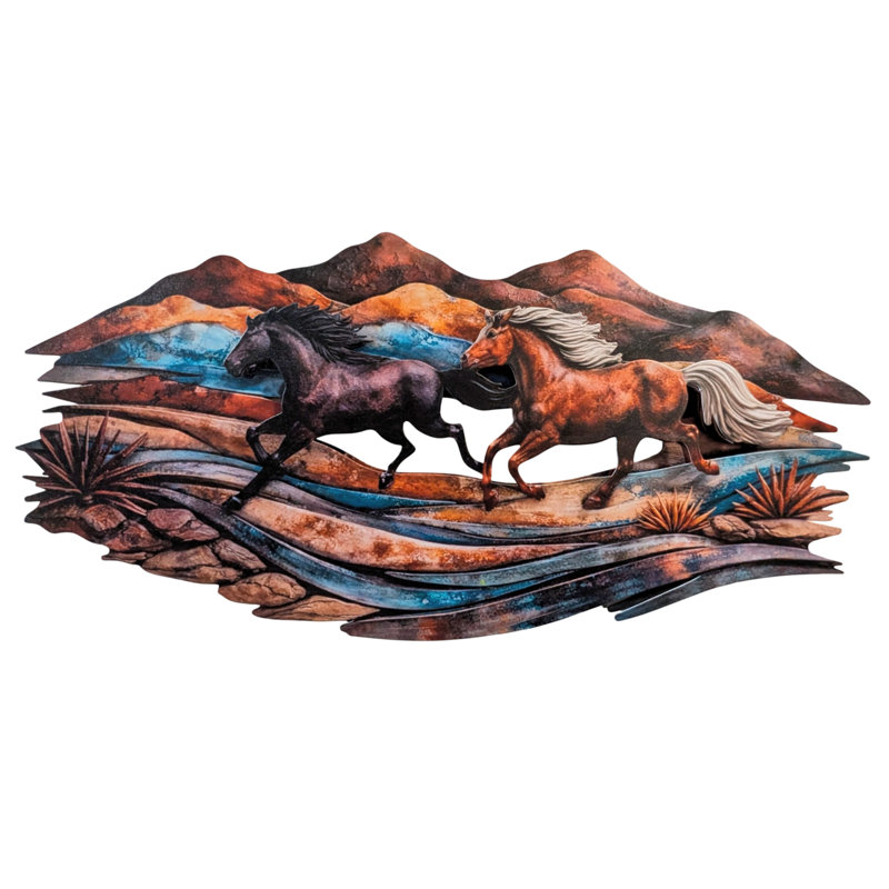 IRONWOOD LODGE MOUNTAIN AND RUNNING HORSES (SMALL)