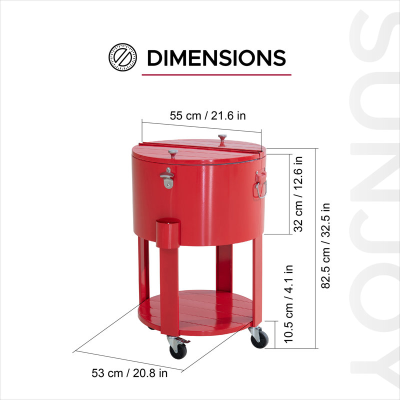 Chariot-refroidisseur à glaçons Sunjoy, Rouge