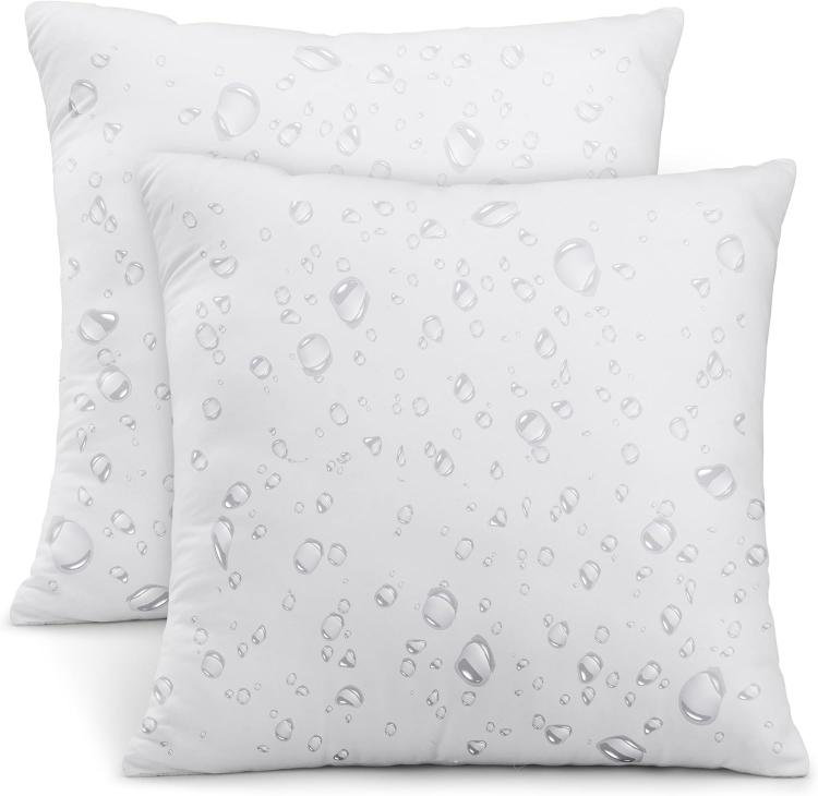 Coussins d'extérieur (lot de 2), coussins de jardin résistants à l'eau pour les meubles de patio et de porche, 2, Carré 18 po
