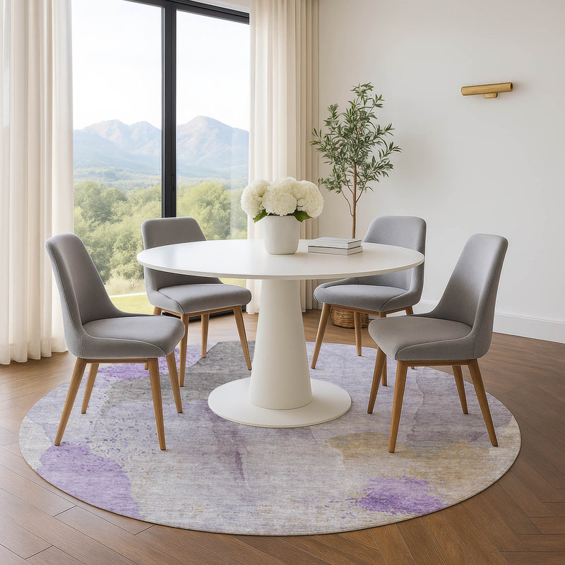 Premium Machine Washable Mouton Abstract Rug, Round 8'