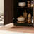 Walnut Wood Four-Door Sideboard With Handle-Less Wavy Texture, Dining Room Storage Cabinet With Power Outlet.