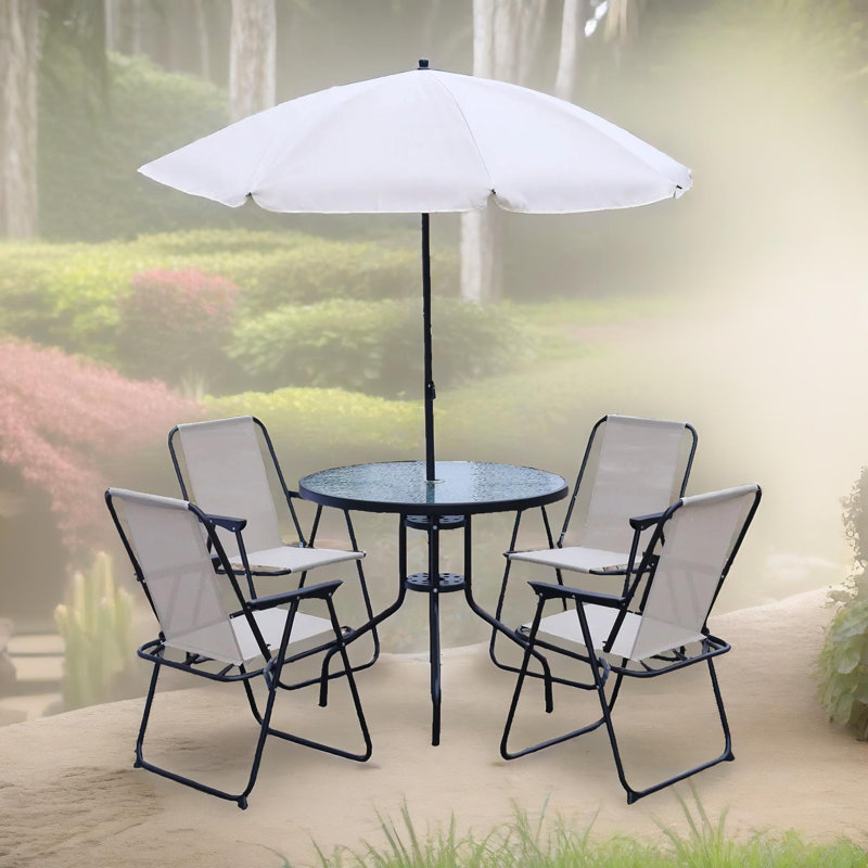 5 - Person 79cm Long Bistro Set With Parasol