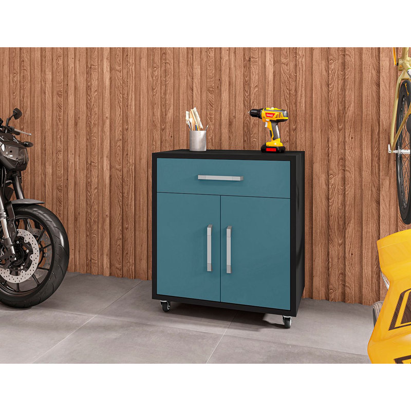 Aseem Single Storage Cabinet ( 34.41'' H x 28.35'' W x 17.72'' D), Blue Gloss