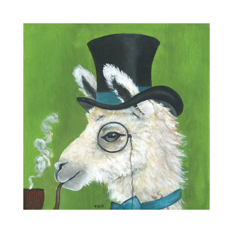 Llama And Pipe by Tava Studios - Gallery-Wrapped Canvas Giclée, 30.48 cm H x 30.48 cm W, Canvas