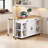 47 inch Kitchen Island with Extendable Dining Table, Rubber Wood Veneer Kitchen Table with Internal Storage Rack, Power Outlet, Kitchen island with Storage 2 Drawers 2 Cabinet-1409146491