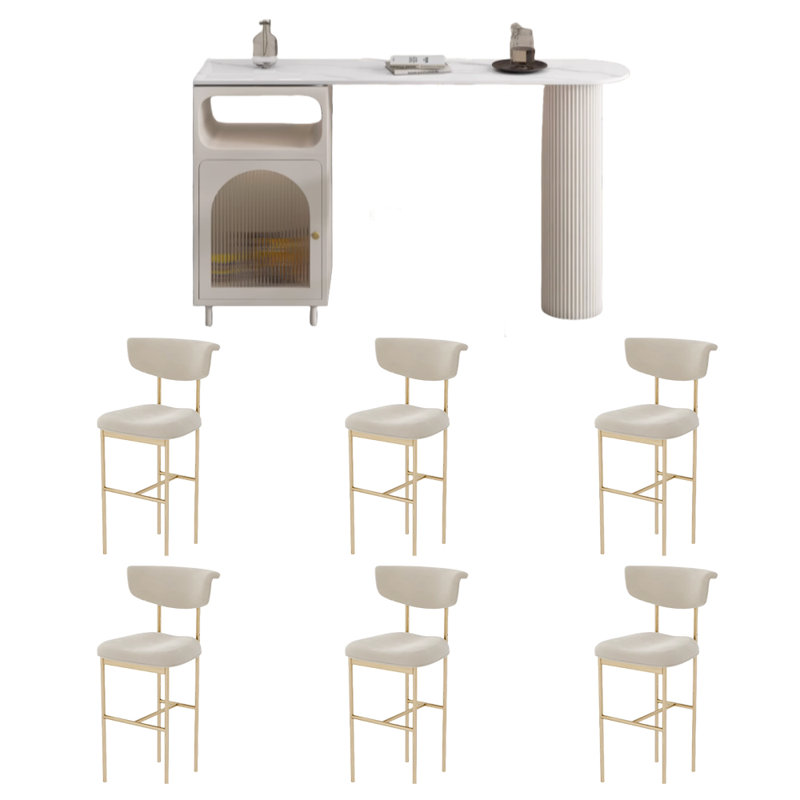 Table en pierre claire de luxe, White, White/Black, 41.3"H x 55.1"L x 15.7"W