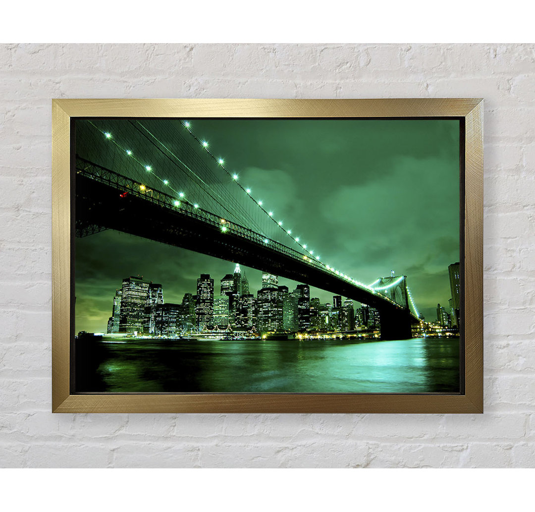 Brooklyn Bridge New York Green Cast - Einzelner Bilderrahmen Kunstdrucke