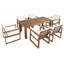 Ensemble de salle à manger rustique en bois d'acacia pour 6 personnes avec trou pour parasol, coussins confortables et fabrication durable pour l'extérieur-126658558