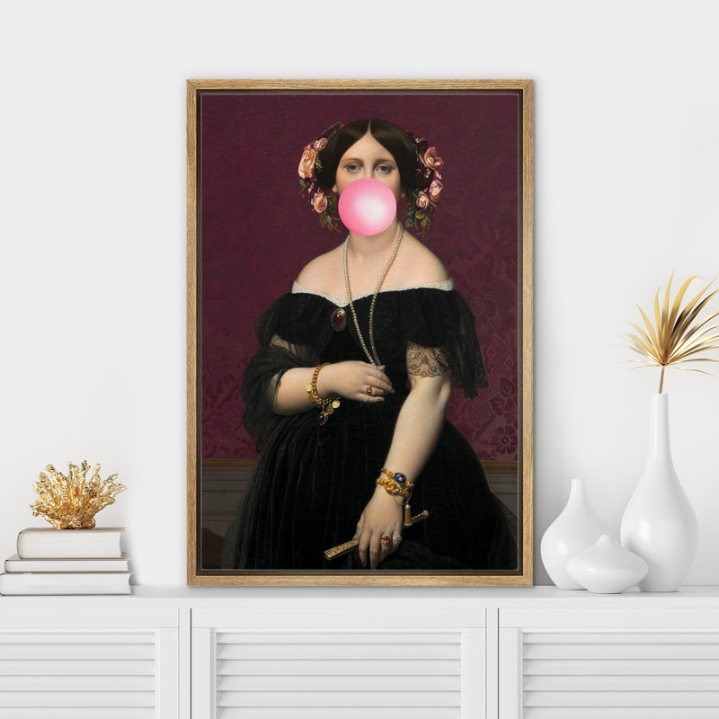 «Classic Woman Pink Bubblegum», H 36 po x l 24 po, Cadre naturel flottant