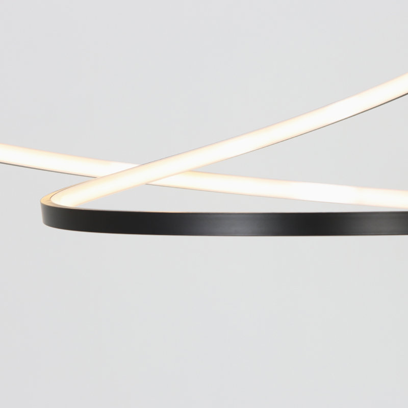 Lustre moderne intelligent 1 lumière avec télécommande Keahi Wi-Fi, Noir mat