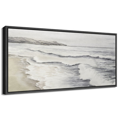 «Coastal Beach Calm Coastal Scene with Gentle Waves», art moderne très grand, art mural