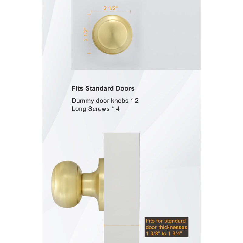 Faux boutons de porte inactifs en laiton brossé pour portes de placard, 6 pièces (12 pièces), Or brossé, Inactif double