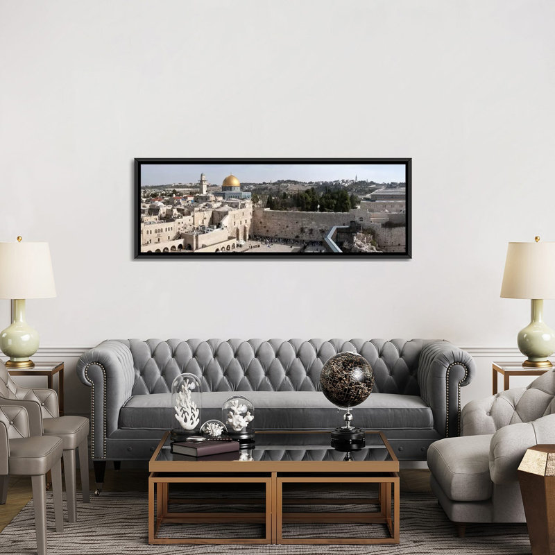 Wailing murale panoramique, dôme de la roche, montage de temple, jérusalem, israël, reproduction de photo sur toile