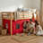 Roxy Twin Wood Junior Loft Bed - Cinnamon Frame with Red and Blue Bottom Tent-1391831502-1391831505