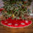 48 In. Red Velvet Tree Skirt With White Snowflakes And Pom Poms