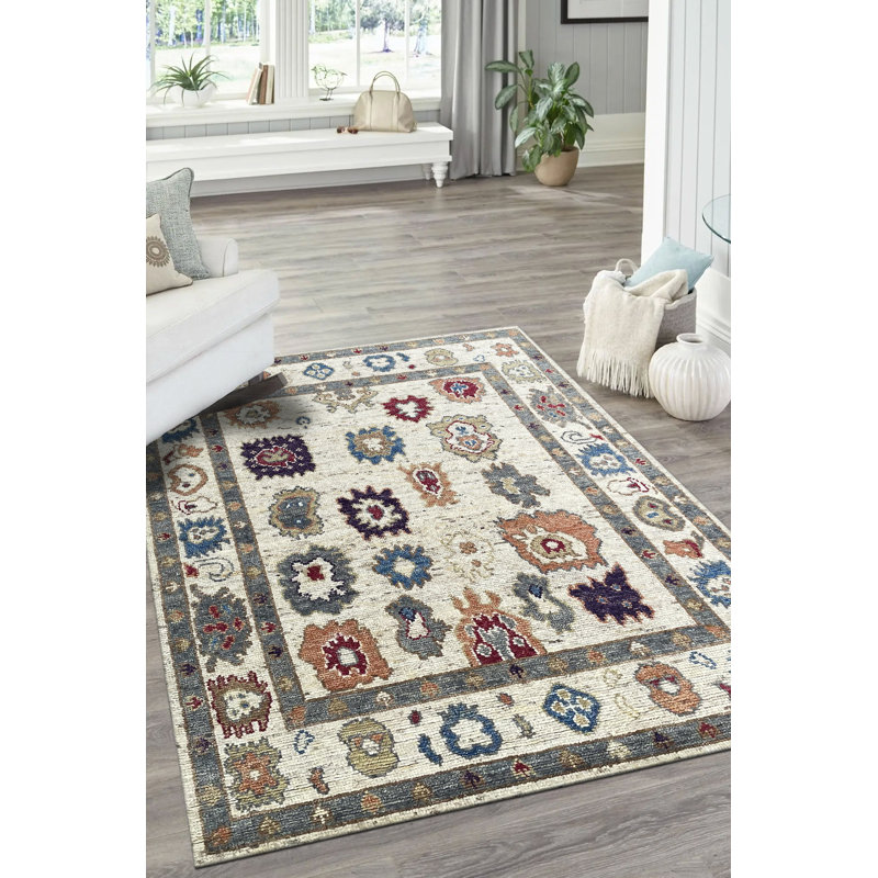 Stylish and Durable Hand Knotted Traditional Oriental Wool Indoor Ivory Rectangle Area Rugs