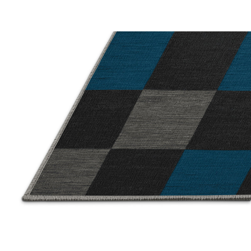 Tapis gris à carreaux lavable à la machine, Rectangle 2 pi x 3 pi