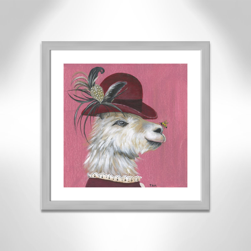 Art sur toile llama, H 24,5 po x l 24,5 po x P 0,625 po, Cadre argenté
