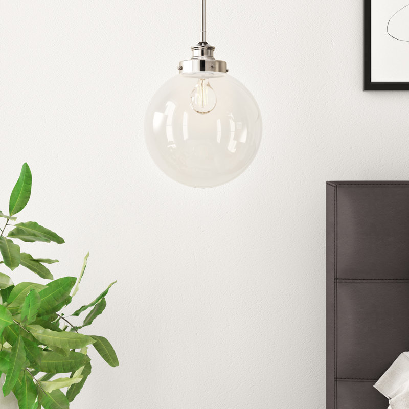 Westland 1 - Light Single Pendant, Polished Nickel, 12.75" H x 9.75" W x 9.75" D