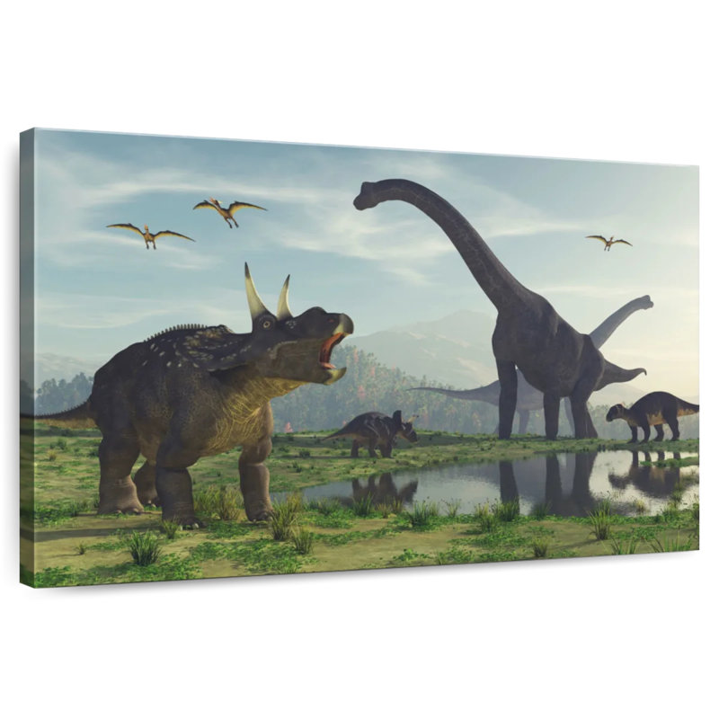 Monde des dinosaures, H 34 po x l 51 po