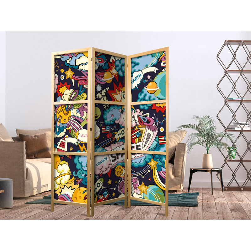 135cm W x 171cm H 3 - Panel Solid Wood Folding Room Divider