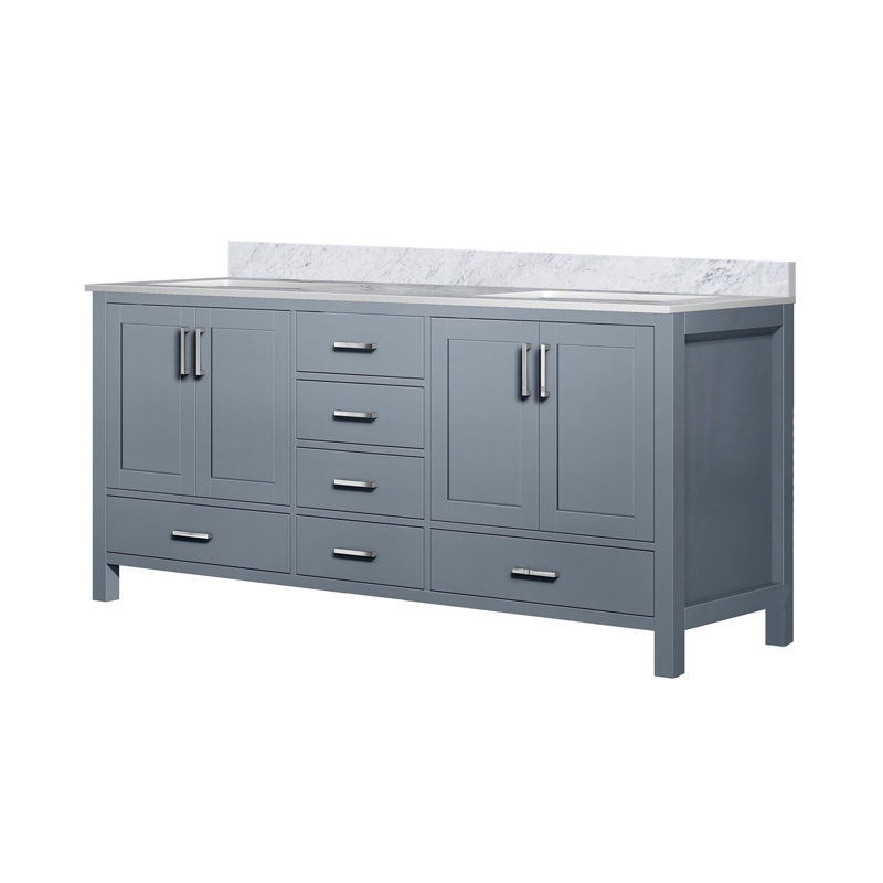 Meuble-lavabo double avec plateau en marbre, Gris foncé