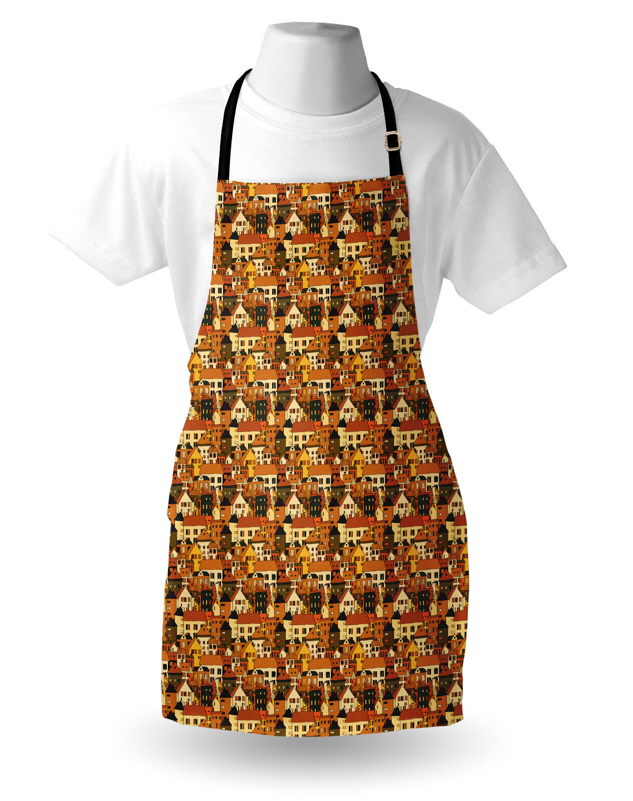East Urban Home City Apron Unisex, Panoramic Illustration, Adult Size ...