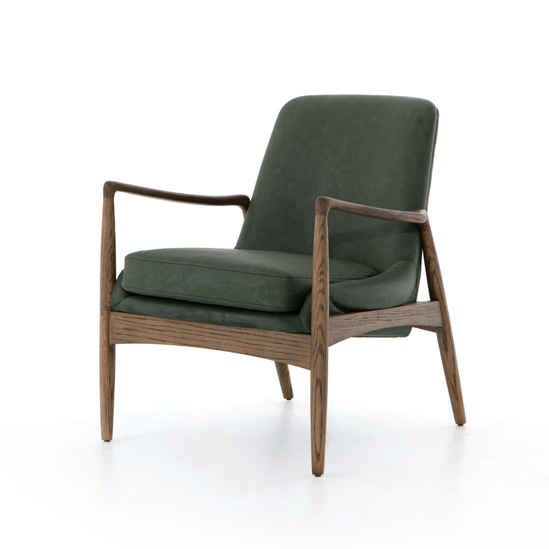 Braden Armchair, Green Genuine Leather