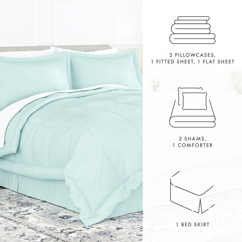 Simply Soft 8 Piece Microfiber Complete Bedding Set, Aqua, Twin XL + 5 Pieces Included
