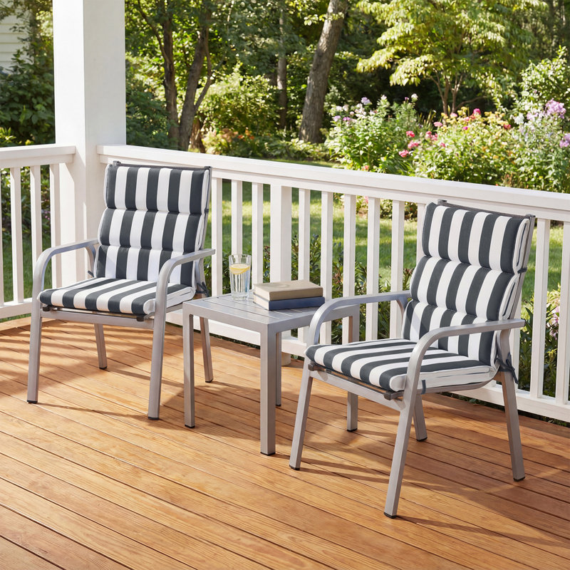  Outdoor Flanged Chair Cushions Set of 2, 39 x 20 x 2.4 Inch, Gray 