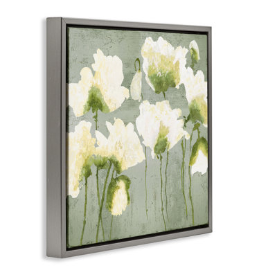 Cadre flottant moderne avec fleurs blanches, design par Vanessa Austin
