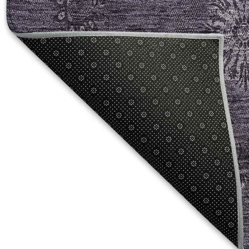 Tapis aubergine de qualité supérieure lavable à la machine Prisco, Rectangulaire 8 pi x 10 pi