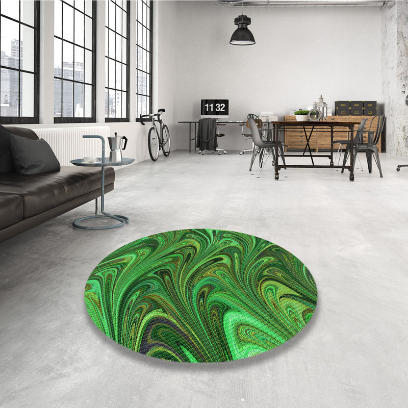 Tapis vert tissé à la machine, Rond 7 pi