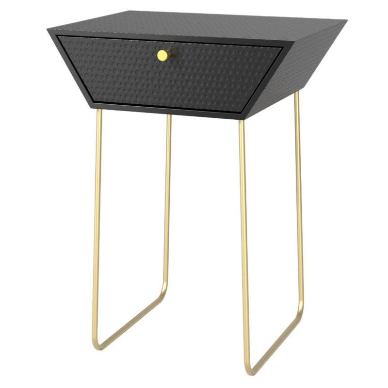 Anniyah 45cm W Metal Bedside Table, Black/Gold