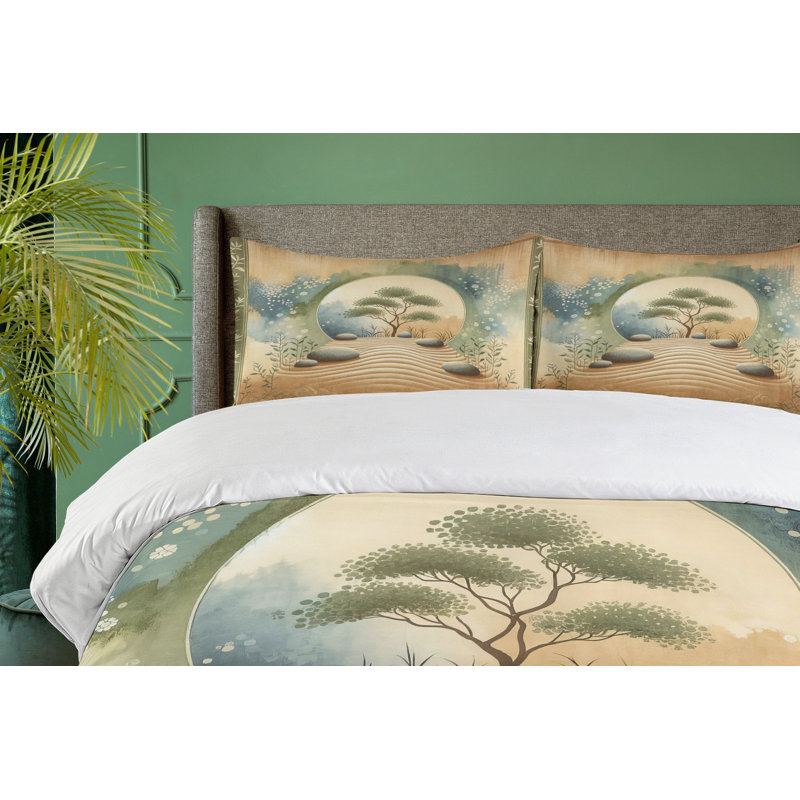 King Camel Reseda Green Blue Duvet Cover Set with 2 Pillow Shams